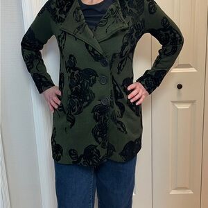 NIC+ZOE Green and Black Patterned Blazer